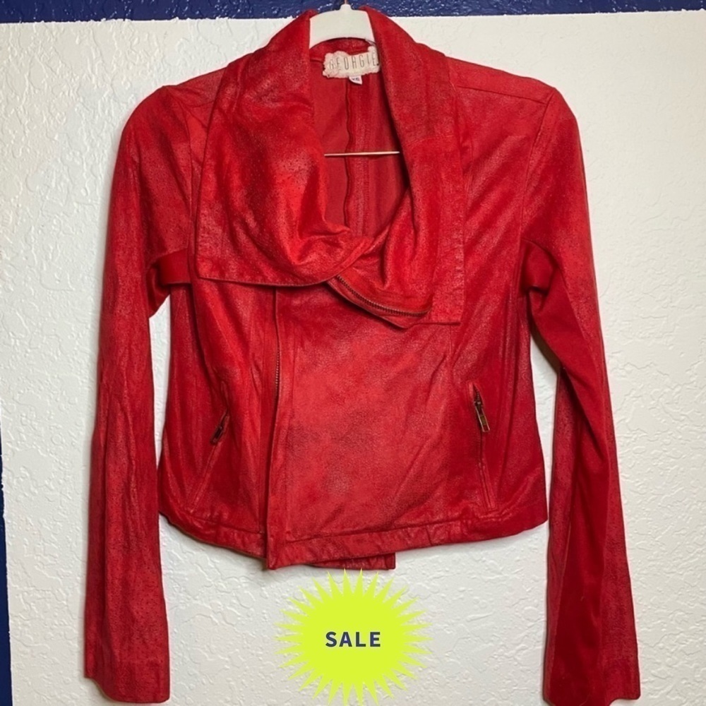 GEORGIE Red Suede Jacket XS